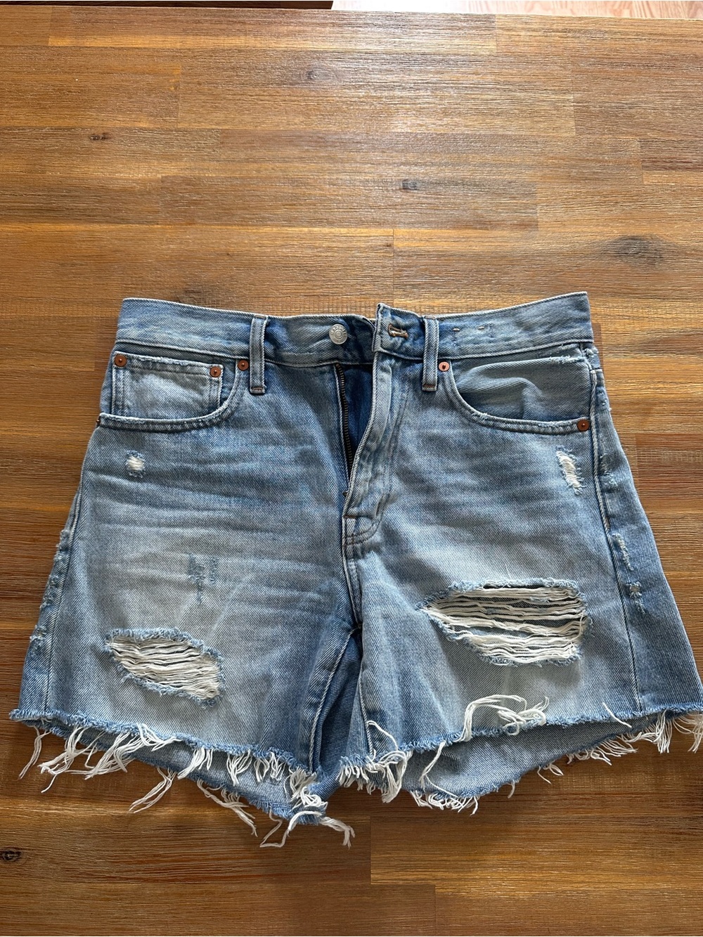 Madewell Light Blue Distressed Denim Cutoff Shorts